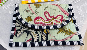 High Quality Cotton Quilted <b>Square</b> Bag With Flip Closure Lightweight And Multi Functional Pouches for Coin Card <b>Key</b> And Earbuds - Product Image 6