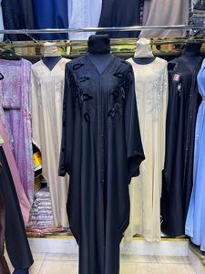 Wholesale Modest Dubai Beaded Sequined Long Sleeve <b>Abaya</b> Muslim Traditional Handmade Wedding Women Breathable V Neck - Product Image 4