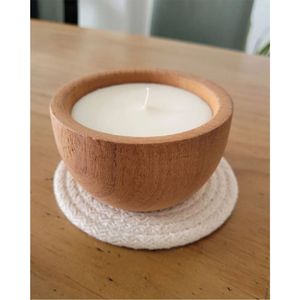 Bougie parfumée en cire de soja personnalisée avec étiquette privée |   Bougie en cire dans un bol en bois de manguier naturel, vente en gros |   Parfum d'ambiance minimaliste et durable - Product Image 5