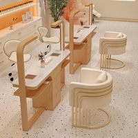 Ensemble de table de manucure de luxe avec chaise, poste de travail pour ongles avec collecteur de poussière, lampe et tiroirs pour salon de beauté