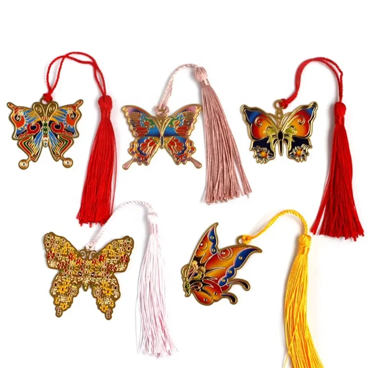 Customization Ancient Chinese style butterfly shape Hollow out metal bookmarks gift for friend