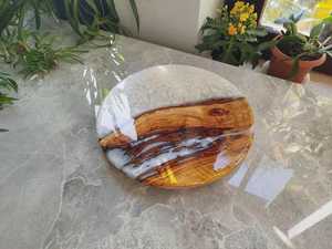 Planche à découper ronde personnalisée en bois et résine avec poignée, compatible lave-vaisselle, pour charcuterie, service de pain, fruits et snacks - Product Image 6
