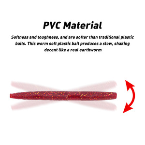 Leurre souple côtelé en PVC <span class=keywords><strong>de</strong></span> 100 mm et 6 g, type ver, pour la pêche au bar en eau douce, technique Drop Shot et Texas Rig - Product Image 3
