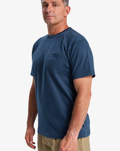 Camiseta de Manga Corta Azul Marino para Hombre, Hecha a Medida, Corte Regular, 100% Algodón Jersey, Cuello Redondo, Color Sólido, con Bolsillo Frontal, 2026 - Product Image 2