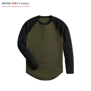 T-shirt à manches longues en coton épais Coupe régulière Vert olive Automne Quotidien - Product Image 4