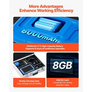 Rilevatore di perdite d'acqua per tubature interne 1Hz-10000Hz con touchscreen da 7 pollici, tester orizzontale per il rilevamento di perdite idriche domestiche - Product Image 6