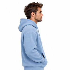 Sweat à capuche pour homme en tricot gaufré à manches longues, thermique, décontracté, streetwear, hiver, sport, gym, personnalisable, vente en gros - Product Image 2
