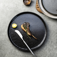 Yayu Vaisselle Japonaise Fine en Céramique, Plateau Noir, Assiettes Rustiques pour Sauce et Dessert, Style Oriental pour Restaurant