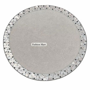 Mantel de mesa redondo de lujo con cuentas de cristal, hecho a mano, diseño floral personalizado, centro de mesa para bodas, Fashion Mart - Product Image 1