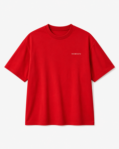 Camiseta Deportiva FAWKES para Hombre, Roja, de Algodón, Manga Corta, Cuello Redondo, Corte Holgado, Largo Regular, Color Sólido, Logotipo Frontal con Impresión Digital - Product Image 5