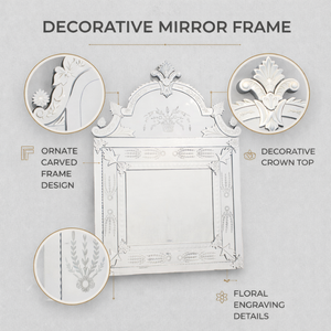 Miroir mural décoratif vintage vénitien de luxe |   Miroir en verre d'appoint de style baroque antique pour une décoration intérieure élégante - Product Image 5