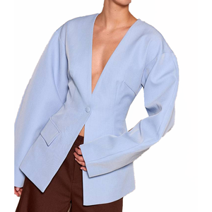 2026 Women's Blue <b>Blazer</b> <b>Skirt</b> <b>Set</b> Long Sleeve High Waist Long <b>Skirt</b> Elegant Office Two Piece Suit Casual Fashion OEM Wholesale - Product Image 5