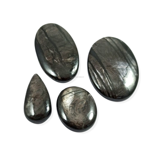 Aamna Gems Onyx noir naturel, pierres précieuses en éclats ovales, polies, approuvées par un tiers, pour la fabrication de bijoux - Product Image 4