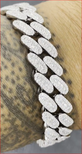 Bracelet chaîne ovale en diamant plaqué rhodium pour homme, style hip-hop, micro-pavé, bijoux en alliage, cadeau - Product Image 3