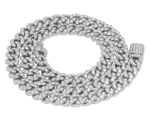 Cadena Cubana Clásica Plateada con Diamantes de Moissanita, Collar Hip Hop con Incrustaciones de Diamantes, Cadena Cubana para Hombre, Colección de Lujo - Product Image 1