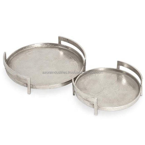 Plateau de service en aluminium avec poignées en forme de plante à vendre Home Wedding Tabletop Decoration Customized Logo - Product Image 6