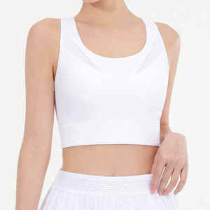 Custom Design White Scoop Neck Sports Bra High <b>Support</b> Breathable Yoga Wear Women's <b>Crop</b> <b>Top</b> - Product Image 1