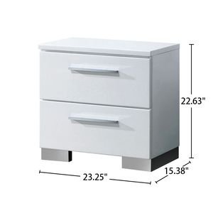 Comodino in Legno Bianco Lucido con 2 Cassetti - Product Image 3