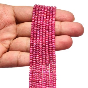 AAA Johnson Ruby 3mm-4mm Smooth Rondelle Loose Beads Natural <b>Pink</b> Ruby Precious Gemstone Loose Beads For Jewelry Making Supplies - Product Image 4