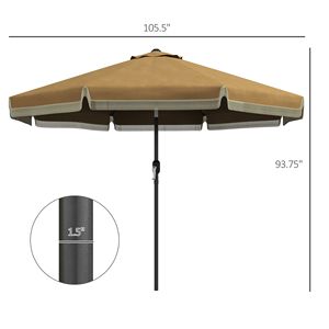 <b>Tan</b> 9FT Patio Umbrella with Push Button Tilt Crank 8 Ribs Ruffled Market Table & Tassles for Garden Deck <b>Pool</b> Radii 2.5m & 2.7m - Product Image 3