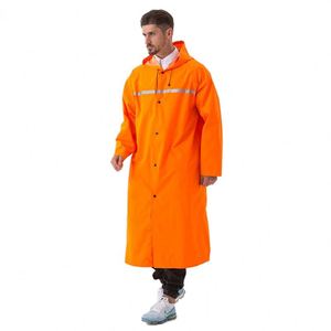 Poncho de pluie unisexe à capuche longue orange, imperméable, avec bande réfléchissante, veste pull pour adultes, utilisation en extérieur - Product Image 5
