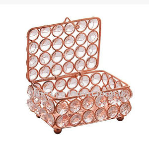 Caja de Joyería de Acero Inoxidable con Cuentas de Cristal, Aspecto Lujoso, Calidad Premium, Forma de Corazón, Decoración para el Hogar - Product Image 5