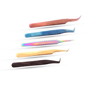 แหนบต่อขนตาสแตนเลสเกรด OEM จับถนัดมือแบบเพชร หลายสี สลักโลโก้ได้อย่างแม่นยำ - Product Image 3
