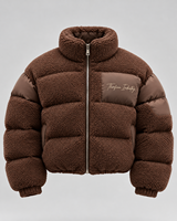 Veste matelassée à capuche bleue pour homme Thorfinn Industry avec doublure en sherpa et logo brodé, manteau décontracté d'hiver, prix de gros