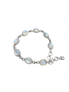 GIGLI RIGLI <b>GEMS</b> White Rainbow Moonstone 925 Silver 8 <b>Stone</b> Adjustable Luxury Tennis Glowing Charm <b>Bracelet</b> Handmade for - Product Image 4
