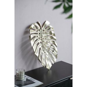 Adesivo da parete con foglia di Monstera dorata 24,8x17,3x2 pollici, in vinile decorativo intricato per casa o ufficio - Product Image 1