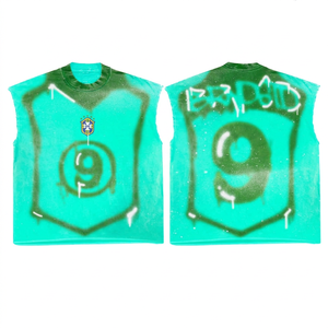 Camiseta sin mangas con estampado de goteo para hombre, estilo urbano, de punto, cuello redondo, ajuste regular, top estampado en amarillo y verde - Product Image 5