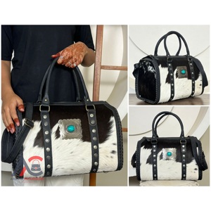 New Luxury Designer Eco-friendly Hair On Cowhide <b>Leather</b> Large Size Sppedy Bag Genuine <b>Tooled</b> <b>Leather</b> Travel Duffle for Unisex - Product Image 1