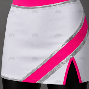Uniforme de Animadoras Personalizado de Manga Larga en Poliéster, Vestido de Animadoras para Niñas, Impresión por Transferencia de Calor, Blanco, Rosa, Plateado, con Pedrería, para Equipo - Product Image 5