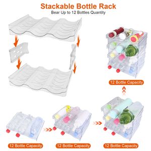 Organizzatore per Frigorifero a 4 Ripiani Trasparente per 12 Bottiglie con Mensola Verticale per Bevande in Lattina - Product Image 2