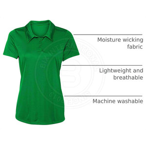 Chemises de golf personnalisées pour femmes, fabriquées directement en usine, en tissu extensible léger et au style athlétique élégant pour les joueuses de golf. - Product Image 4