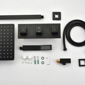 Juego de grifería de lujo para baño con cabezal de ducha tipo lluvia de 10 pulgadas en latón negro mate y rociador de mano, sistema mezclador de lluvia para gama alta - Product Image 5