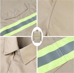 Chemise de soudage ignifuge FR, best-seller, haute visibilité, classe 2, beige, avec bandes réfléchissantes, manches longues - Product Image 6