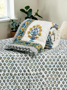 Handcrafted Cotton <b>Block</b> <b>Printed</b> Bed Quilts Washable All-Season Vintage Design OEM Custom Wholesale Manufacturer Global Export - Product Image 4