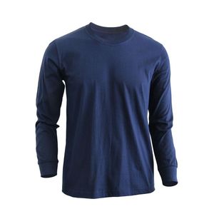 Jersey de Manga Larga para Hombre, Cuello Redondo, Color Sólido, Corte Ajustado, Informal, Tejido de Punto, 100% Algodón, Transpirable, Diseño en Blanco con Logotipo Personalizado - Product Image 5