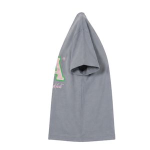 เสื้อยืดกราฟิกสีเทา AKA สำหรับผู้หญิง แขนสั้น ผ้าฝ้ายลำลอง แฟชั่นสตรีทแวร์ พิมพ์ลายตัวอักษร เสื้อผ้าสตรี - Product Image 4