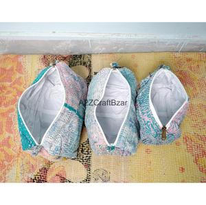 Eco-Friendly Lightweight Multi-Function Daily Use Cotton Kantha Fabric Tassel Zipper Closure Indian Handmade Cosmetic Organizer - Product Image 6