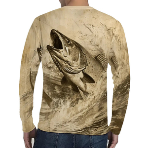 Chemise de pêche à manches longues pour homme avec motif de bar, séchage rapide, col rond, haut décontracté - Product Image 5