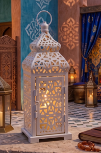 Modern <b>White</b> Temple Moroccan Style Candle Lantern Indore Decoration Lantern Hanging Stand for Decoration Candle Vessels - Product Image 2