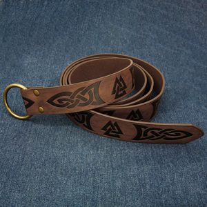 Ceinture en cuir médiévale Viking, ceinture de chevalier gaufrée pour LARP, cosplay, costume de foire Renaissance, accessoire - Product Image 4