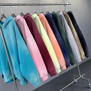 Sweat à capuche surdimensionné personnalisé gris vintage imprimé en molleton 100 % coton épais pour homme, effet délavé soleil, 450 g/m², délavé à l'acide et vieilli - Product Image 2