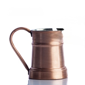 Mug réutilisable classique en cuivre pur fait à la main avec poignée pour la maison et les fêtes, marque ILAHI du Rajasthan - Product Image 2