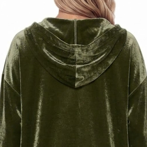 Nouveau style de sweat à capuche zippé en velours pour femme, design tendance, décontracté, pour l'extérieur, en vente - Product Image 4