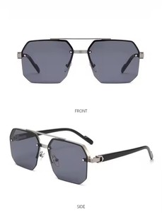 Gafas de Sol de Moda 2025 con Logotipo Personalizado, Montura Metálica Cuadrada de Media Montura, Resistentes a los Rayos UV, para Hombre y Mujer, para Viajes de Verano - Product Image 6