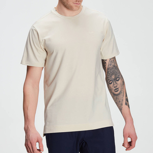 T-shirt en jersey de coton à manches courtes et col rond pour homme, coupe classique, couleur unie, respirant, design simple, logo personnalisable sur le devant - Product Image 1