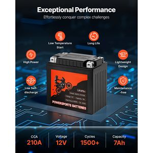 Batería de Litio LiFePO4 de Alto Rendimiento de 12 Voltios y 7 Ah para Motocicleta, Precargada, Libre de Mantenimiento, Compatible con Vehículos de Motor - Product Image 5
